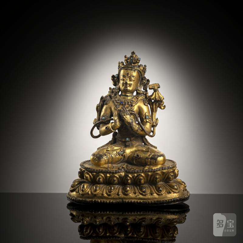 A GILT-COPPER FIGURE OF MANJUSHRI